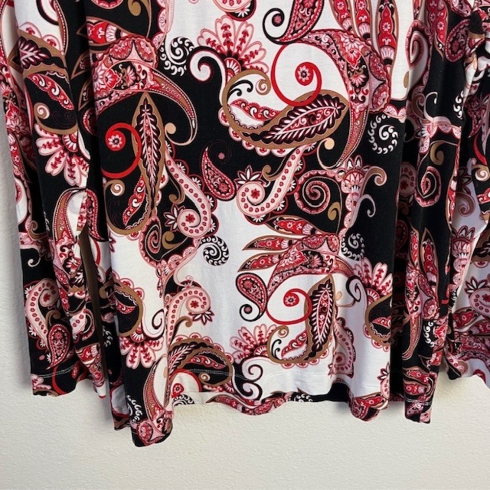 Chico's Paisley‎ Print Long Sleeve Top Sz 3 (XL) Artsy Elegant Casual Boho - Picture 4 of 10